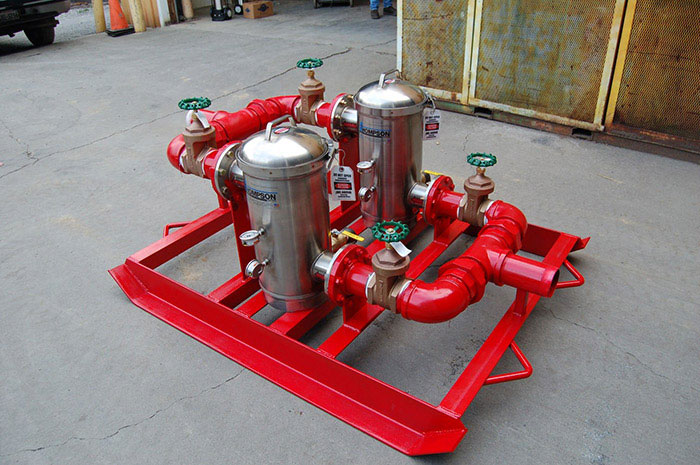 Duplex SS Filtration (60-mesh) System fitted with Victaulic components. arranged in Primary/Standby